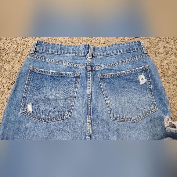 Free People ‘Wild Rose Ember’ Distressed Floral Embroidered Mini Skirt- Size 28 - Picture 7 of 11